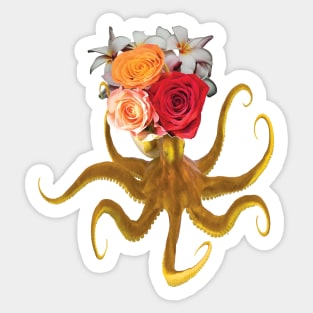 Octopus With Flowers Sticker